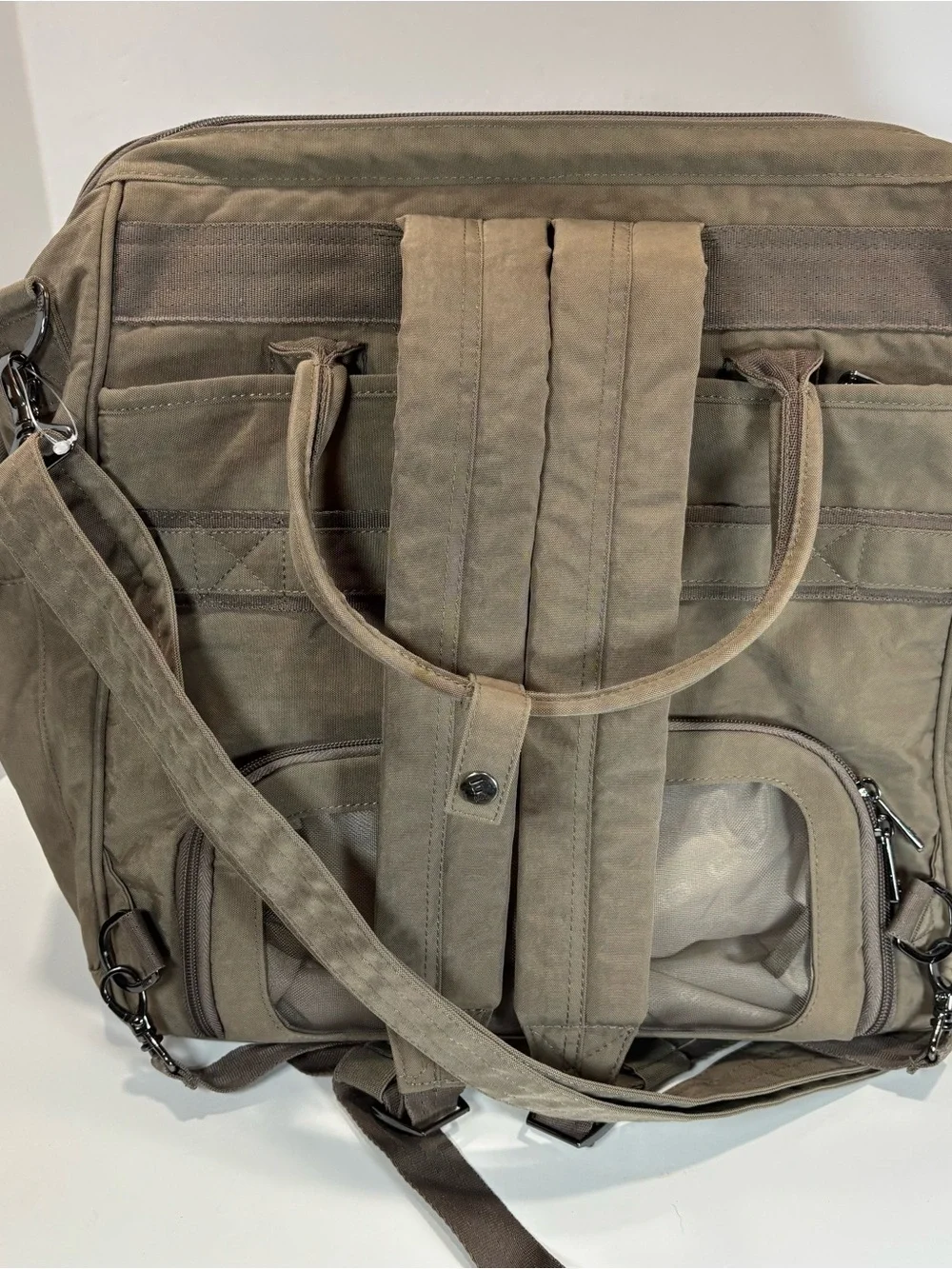 Lug Via Convertible Crossbody Tote Bag Backpack Carry-On 3 in 1 Carmel Beige EUC